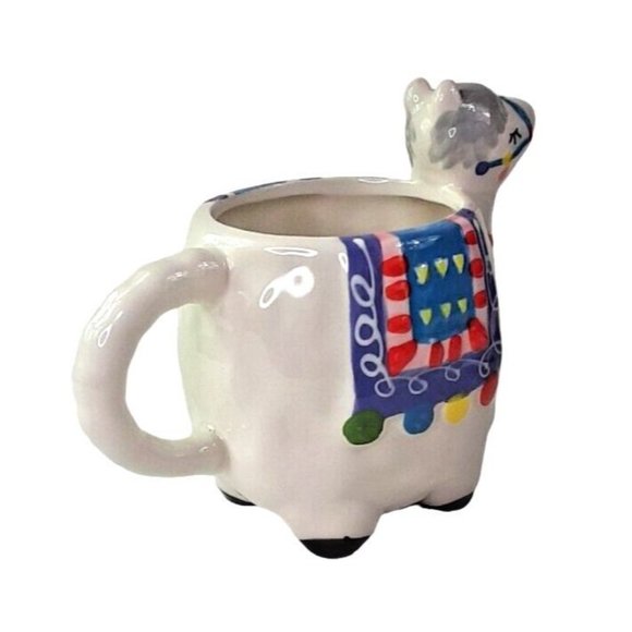 Llama Figurine Coffee Mug Cup Ceramic Large Decorative White Colorful Design 5" - Picture 8 of 14